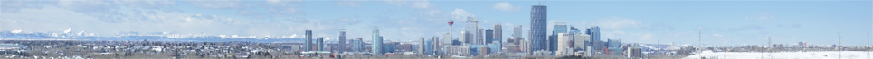 Panoramic photo of the Calgary skyline in winter